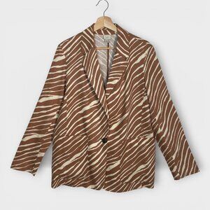 🦜 A New Day Blazer Linen Blend MEDIUM Pockets Single Button